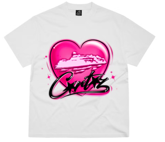 Corteiz Alcatraz Heart Tee White SZ M
