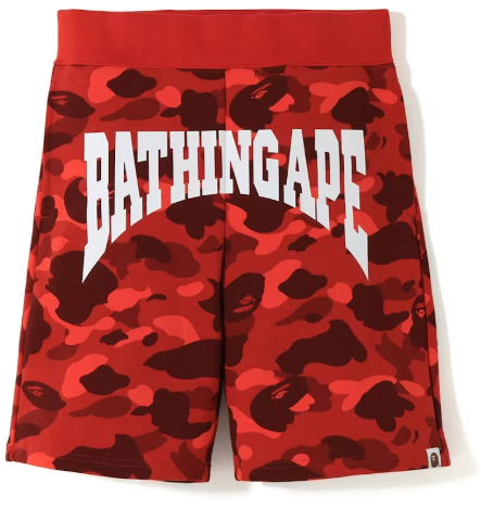 BAPE Color Camo Logo Sweat Shorts Red SZ M