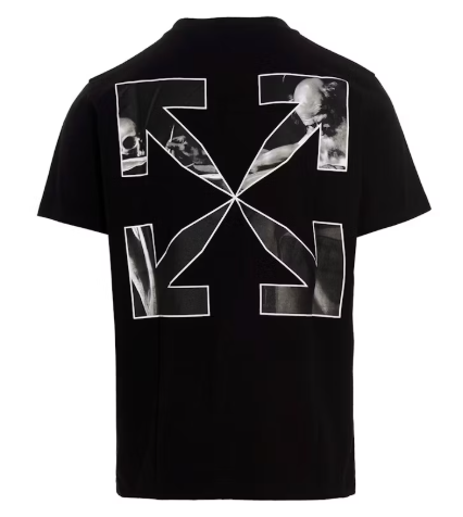 OFF-WHITE Text Logo Caravaggio Saint Jerome Writing Arrows Slim Fit T-Shirt Black/White SZ XXS