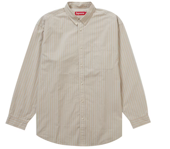 Supreme Loose Fit Stripe Shirt Tan SZ XL