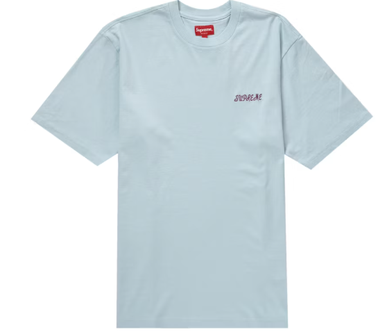 Supreme Washed Script S/S Top Light Blue SZ M