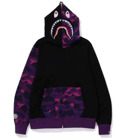 BAPE Color Camo Shark Full Zip Hoodie (FW23) Purple SZ M
