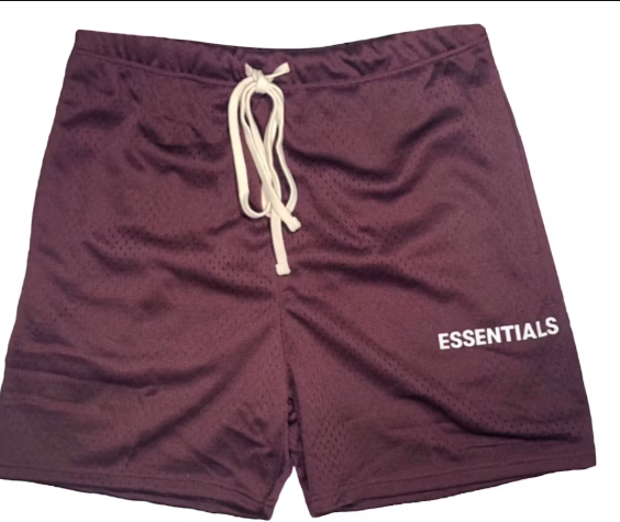 Fear of God Essentials Graphic Mesh Drawstring Shorts Burgundy SZ S