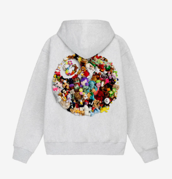 Stussy Plush Hoodie Ash Heather SZ L