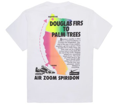 Nike x Stussy Air Zoom Spiridon Douglas Firs To Palm Trees T-shirt White/Multi SZ L