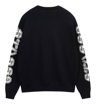 Stussy Sleeve Logo Knit Sweater Black SZ M