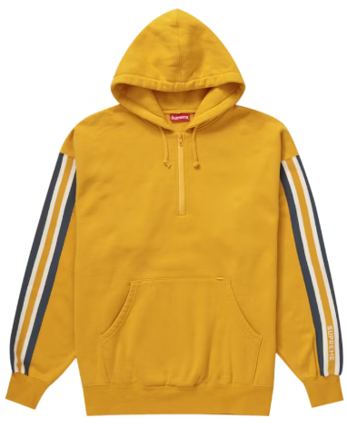 Supreme Half Zip Hooded Sweatshirt Bright Gold SZ XL