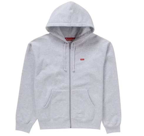 Supreme Small Box Zip Up Hooded Sweatshirt (FW24) Ash Grey SZ M
