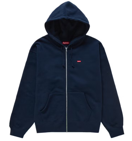 Supreme Small Box Zip Up Hooded Sweatshirt (FW24) Navy SZ L