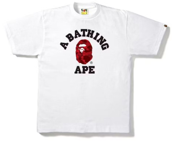 BAPE Color Camo College Tee White/Red SZ M