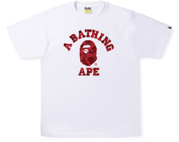 BAPE Color Camo College Tee White/Red SZ L