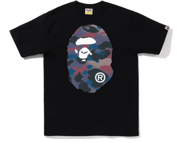 BAPE Grid Camo Big Ape Head Tee Black Purple SZ XL