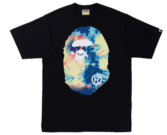 BAPE Tie Dye Big Ape Head Tee Black/Multi SZ XL