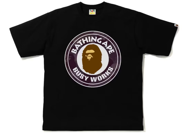 BAPE Color Camo Busy Works Relaxed Fit Tee Black/Burgundy SZ XL