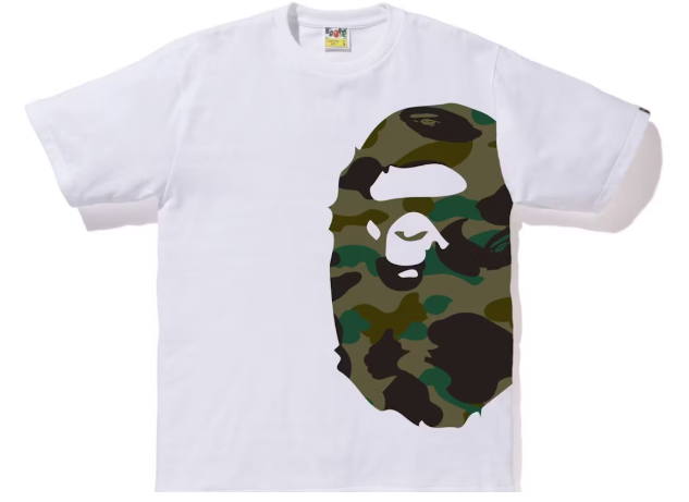 BAPE 1st Camo Side Big Ape Head Tee White/Green SZ XL