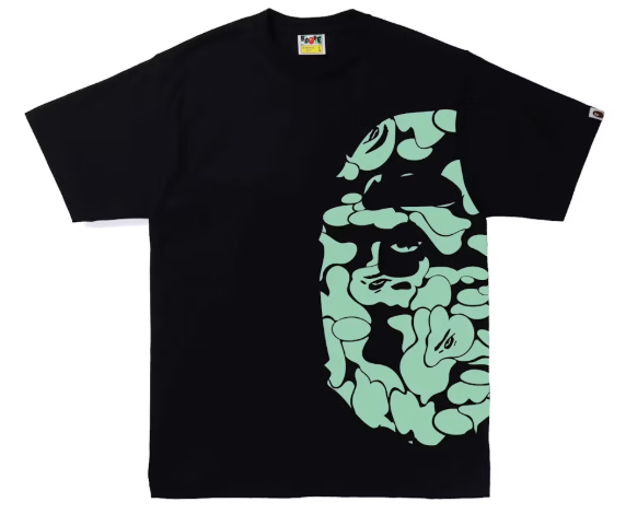 BAPE Text Code Camo Side Big Ape Head Tee Black SZ XXL