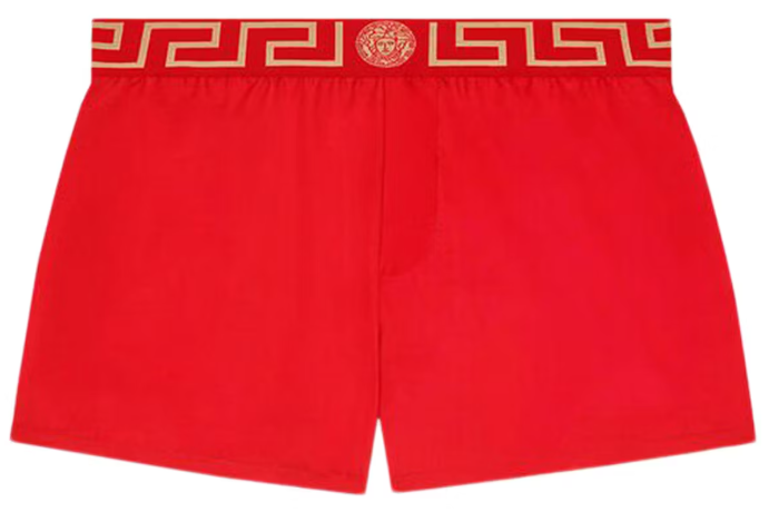 Versace Greca Border Swim Shorts Red SZ EURO 6