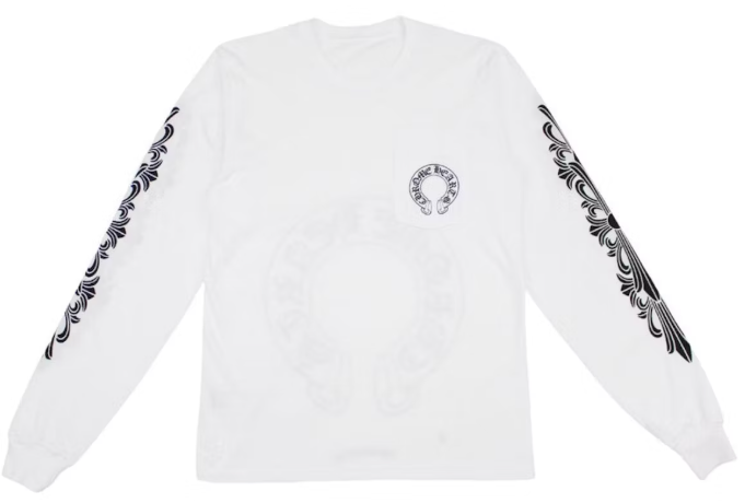Chrome Hearts Floral Horseshoe L/S T-shirt White SZ L