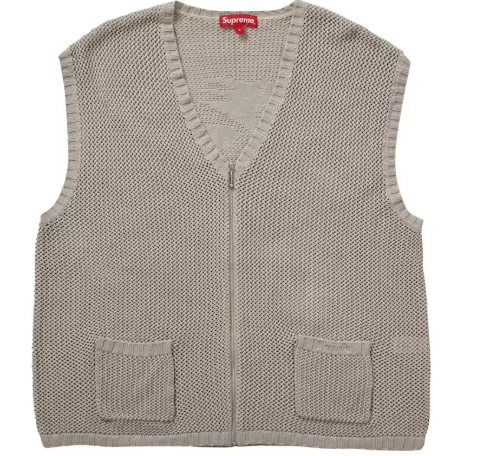 Supreme Dragon Zip Up Sweater Vest Stone SZ L