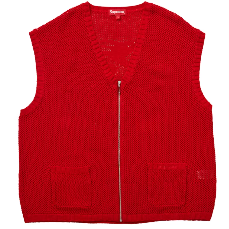 Supreme Dragon Zip Up Sweater Vest Red SZ L