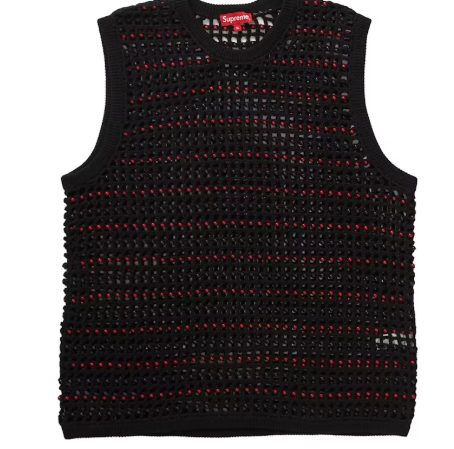 Supreme Beaded Sweater Vest Black SZ XL