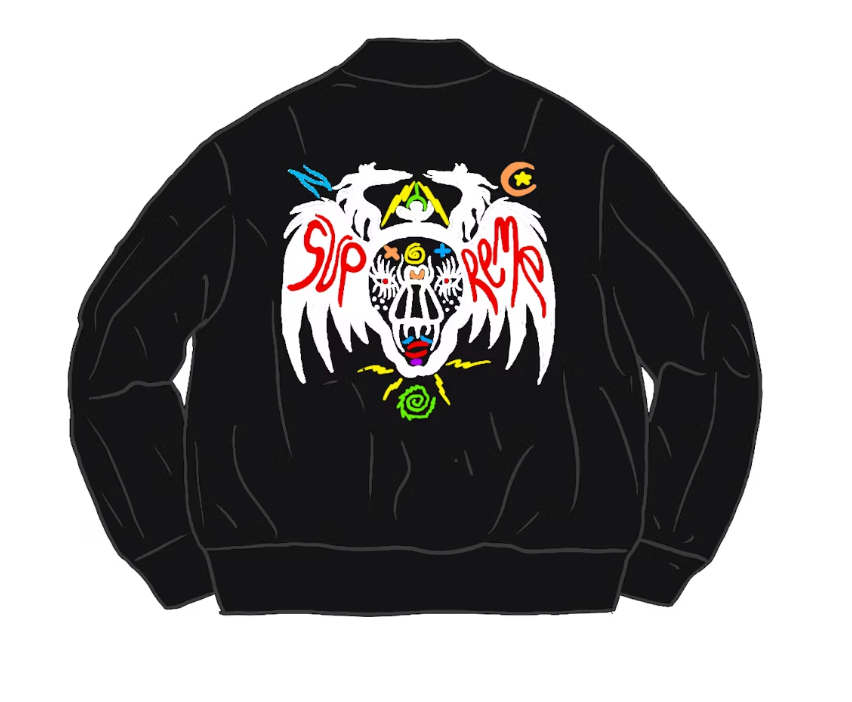 Supreme Clayton Patterson Skulls Embroidered Velvet SZ L