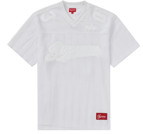 Supreme Mesh Stripe Football Jersey White SZ XL