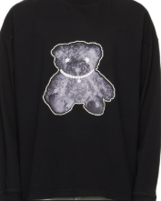 WE11DONE BLACK PEARL NECKLACE TEDDY LONG SLEEV SHIRT SZ L