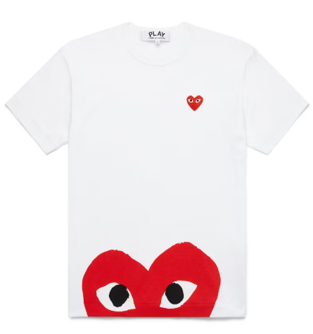Comme des Garcons PLAY Play Red Half Heart T-shirt White SZ XXL