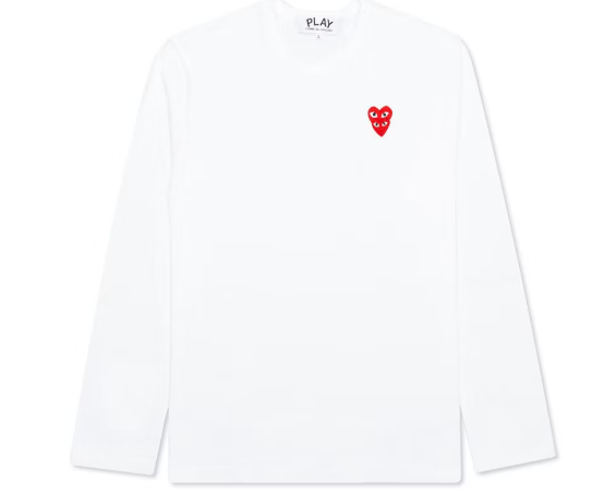 Comme des Garcons PLAY Play Red Stacked Heart L/S T-shirt White SZ S