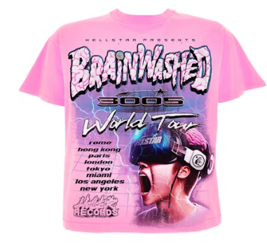 Hellstar Brainwashed World Tour T-Shirt Pink Sz Medium