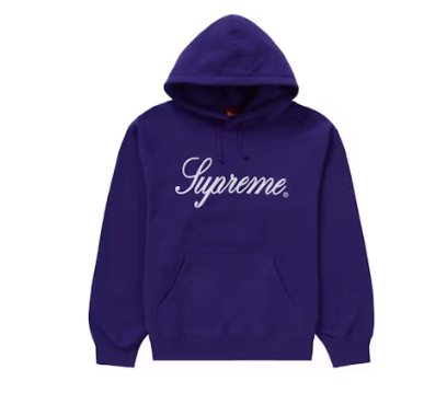 Supreme Embroidered Script Hoodie Purple Sz Large