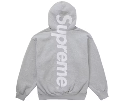 Supreme Satin Applique Hoodie Heather Grey Sz Medium