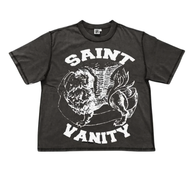 Saint Vanity Classic Logo Griffin Tee Grey Sz Medium