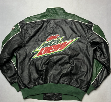 VINTAGE DIET MOUNTAIN DEW DALE EARNHARDT JR LEATHER BOMBER JACKET SZ XXL