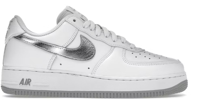 Nike Air Force 1 '07 Low Color of the Month White Metallic Silver SZ 11