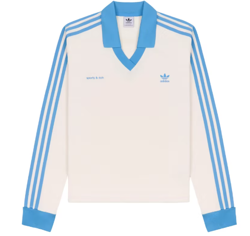 adidas Originals x Sporty & Rich Soccer Jersey Cream/Baby Blue SZ S
