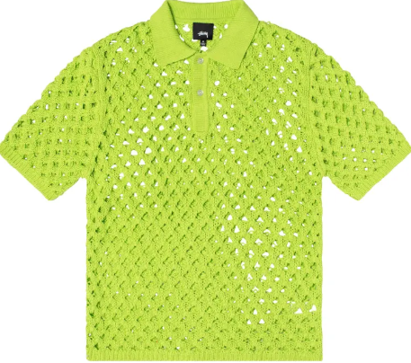 Stussy Big Mesh Polo Sweater Lime SZ M