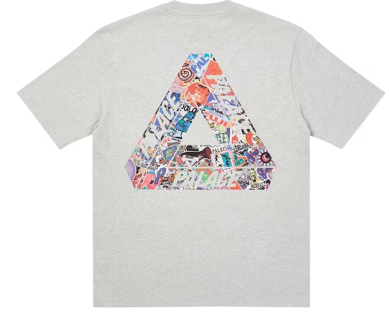 Palace Tri-Sticker Pack T-shirt Grey Marl SZ L