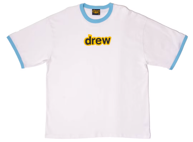 drew house oversized secret ss ringer tee white/sea blue SZ O/S