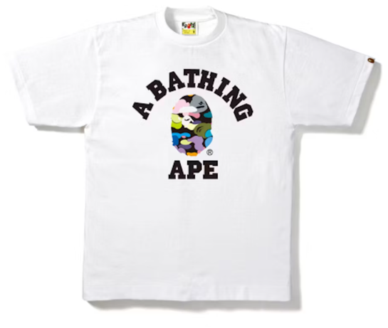 BAPE Multi Camo College Tee White/Black SZ XXL