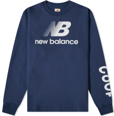 New Balance Long Sleeve Made in USA Logo T-Shirt Natural Indigo SZ XL