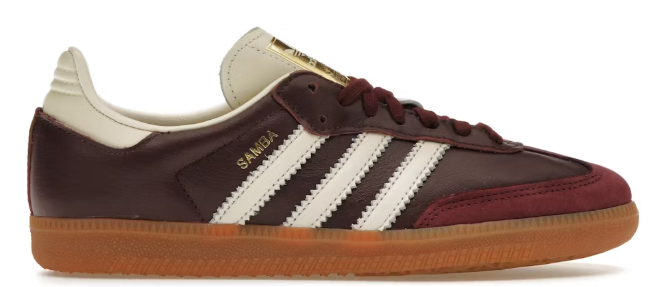 adidas Samba OG Maroon Gold Metallic (Women's) SZ 8