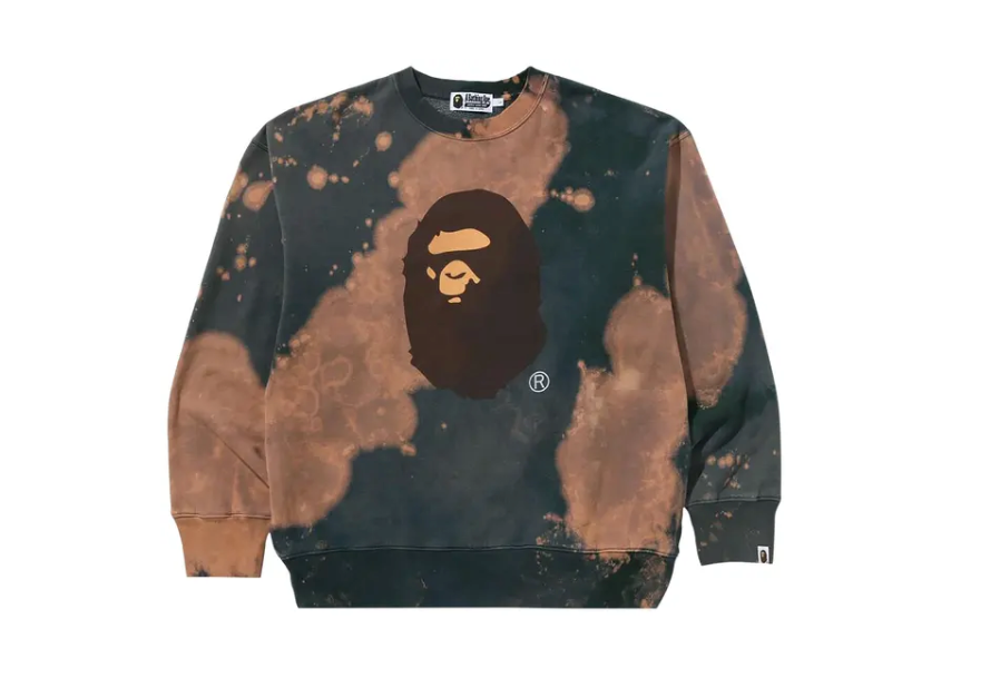 BAPE Tie Dye Ape Head Crewneck Beige Sz M