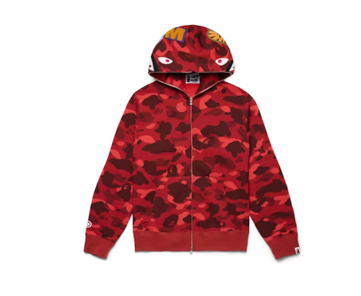 BAPE Color Camo Shark Full Zip Hoodie Red Sz L