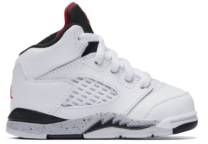 Jordan 5 Retro White Black Matte Silver University Red (TD) SZ 9C MISSING LID USED