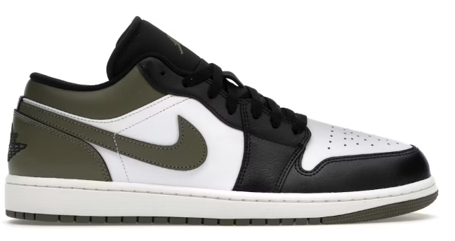Jordan 1 Low Black Toe Medium Olive SZ 9.5 MISSING LID
