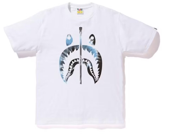 BAPE Tie Dye Shark Tee White/Blue SZ XXXL