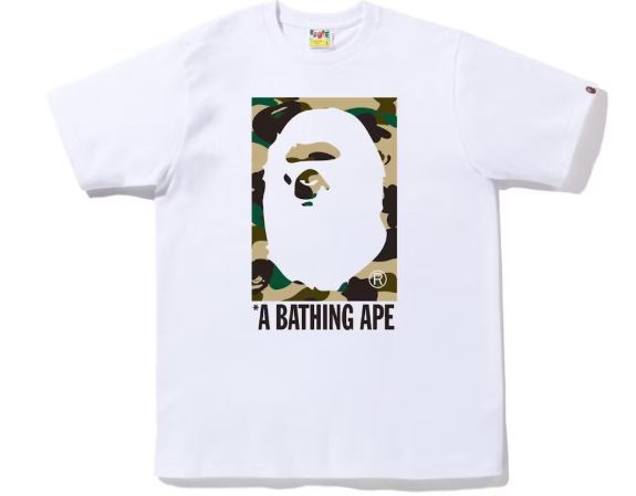 BAPE 1St Camo Box Ape Head Tee White Yellow SZ L