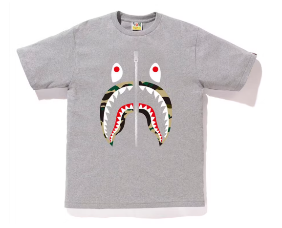 BAPE 1st Camo Shark Tee Grey/Yellow SZ XXL
